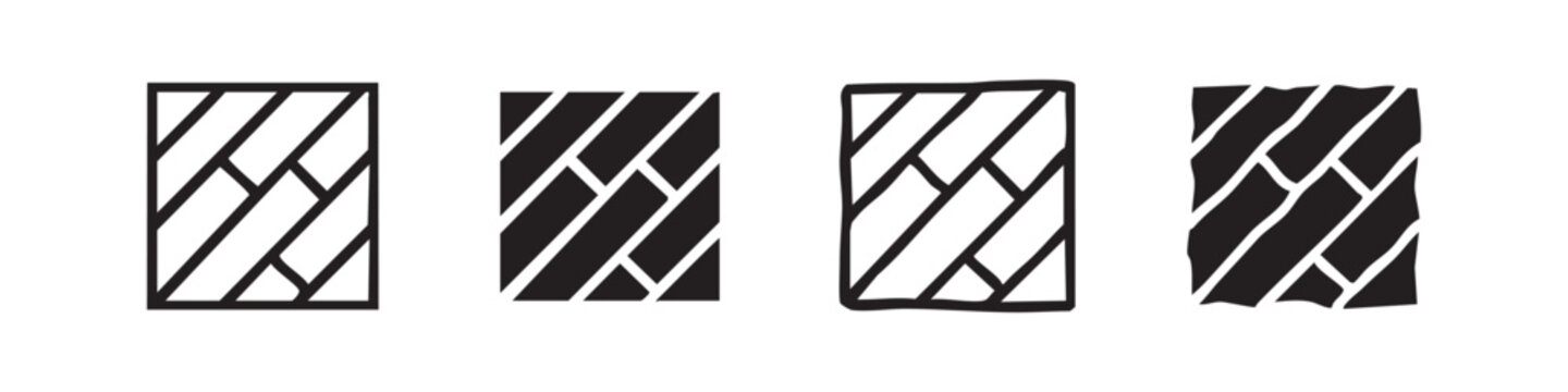Set of abstract geometric patterns in rectangles, line art and solid fill