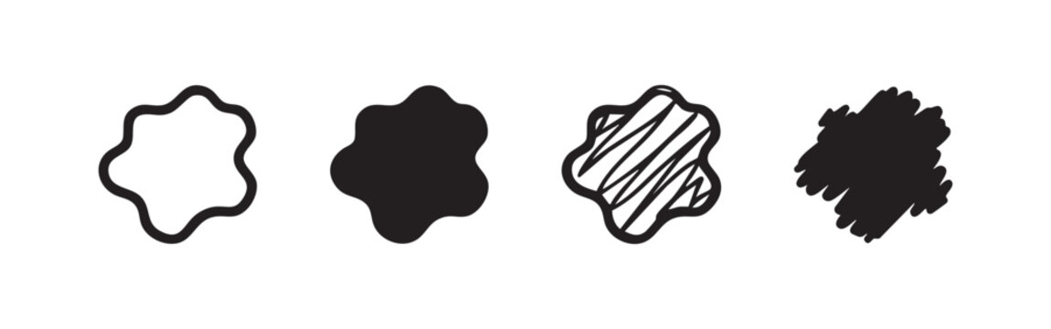 Abstract Organic Blob Shape Icon Set. Liquid Splat and Irregular Form Symbol.