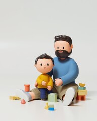 Fototapeta premium Family Time: Father and Son Playing with Toys