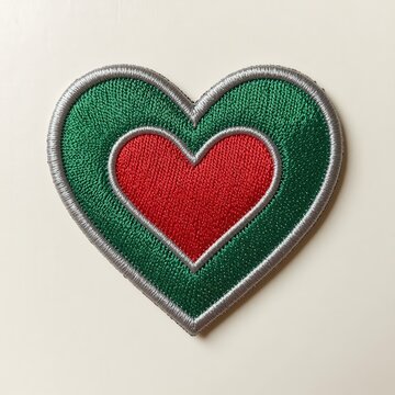 Embroidered Heart Patch on Neutral Background