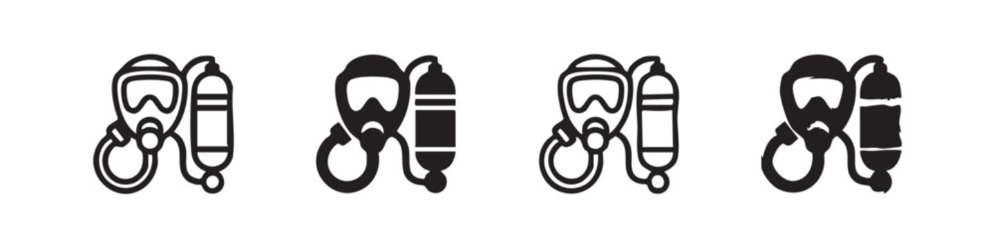Set of icons representing scuba diving or gas mask equipment