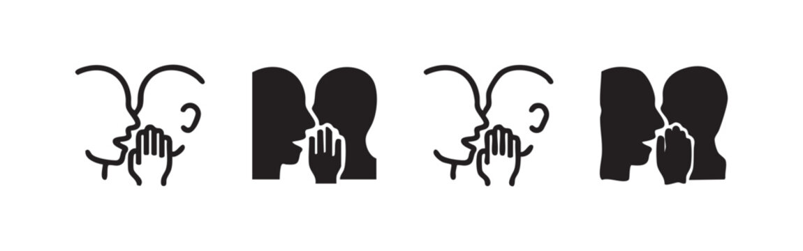 Whispering icons of people sharing secrets