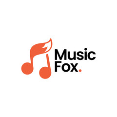 Fototapeta premium fox music notes tail logo vector icon illustration