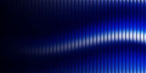 Obraz premium deep blue ribbed glass texture with wave lighting and soft vertical gradients on dark background, abstract futuristic design ideal for digital interfaces, branding, and tech visuals