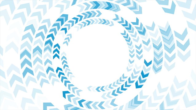 Bright blue minimal circular arrows elements abstract geometric background