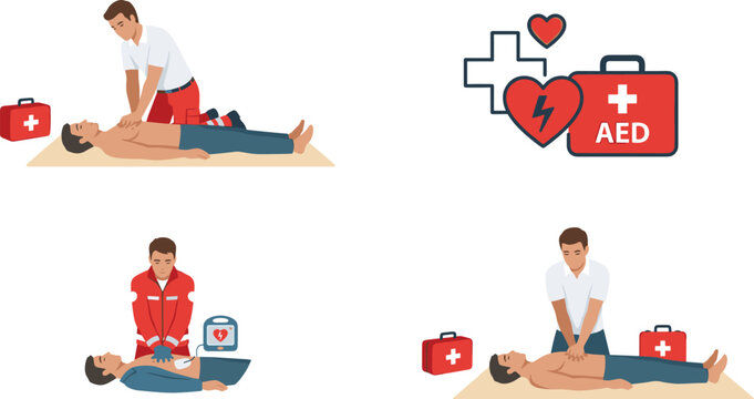 CPR and AED Training with First Aid Kit for Emergency Medical Response and Life-Saving Techniques