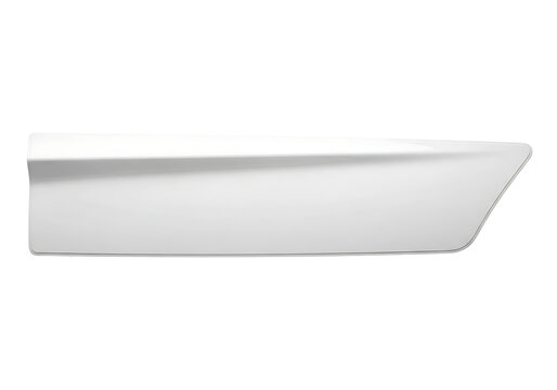 Isolated white car rocker panel side skirt trim, automotive exterior body part, sleek aerodynamic vehicle modification
