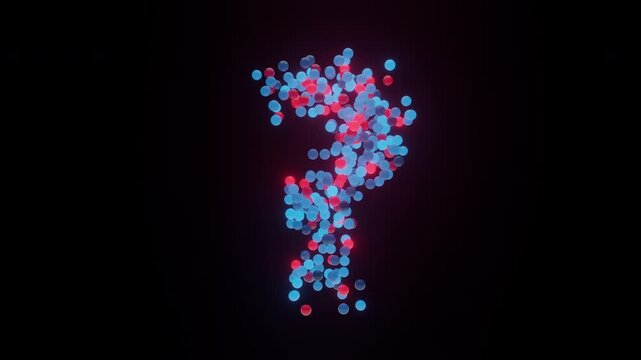 Animated 3D dot make a question mark in futuristic style. Full HD. 4K