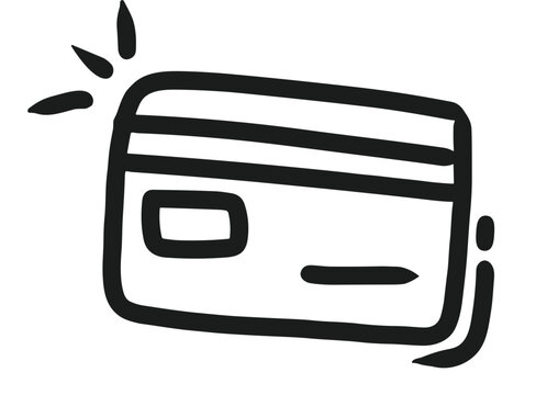 Hand drawn credit card doodle icon payment finance banking transaction shopping illustration isolated
