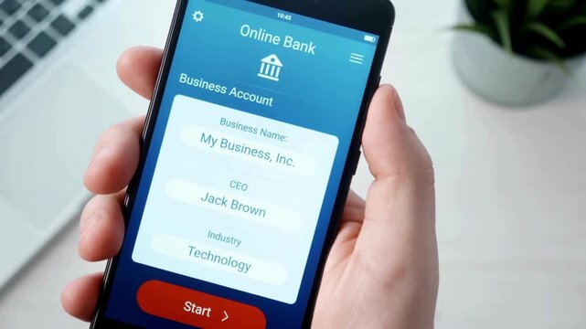 Opening a new business account on a mobile banking app.