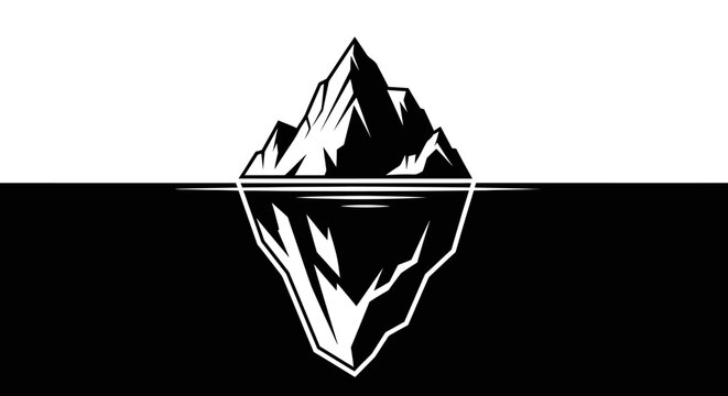 Minimalist Iceberg Reflection Black White Contrast