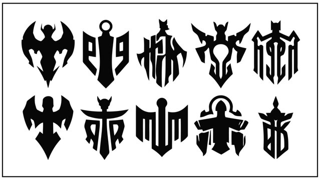 Vector illustration of gothic text with skull and crossbones in black and white