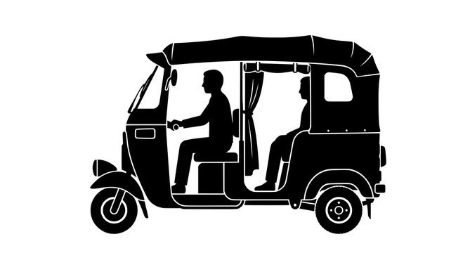 Tuk tuk side view silhouette