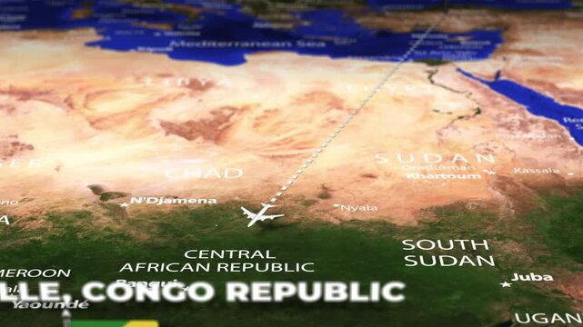 Flight From Ankara TURKEY to Brazzaville CONGO REPUBLIC with flag pins