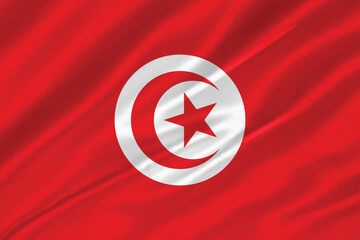 Obraz premium Official national flag of Tunisia High-quality vector illustration suitable for independence day celebrations, international events. waving silk texture