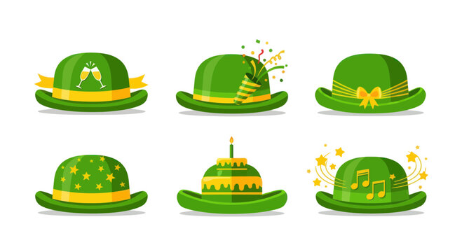 Green Party Hats Collection: Celebration & Fun Symbols
