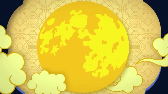 Mid-Autumn Festival Mooncake and Full Moon Animation.