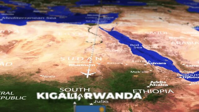 Flight From Ankara TURKEY to Kigali RWANDA with flag pins