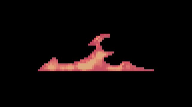 wide idle flame loop animation in pixel art style with black screen background