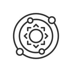 Solar system pixel perfect linear icon. Celestial bodies. Milky way. Planetary orbit. Space exploration. Thin line illustration. Contour symbol. Vector outline drawing. Editable stroke © IMG visuals icons