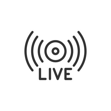 2D pixel perfect editable black live stream icon, isolated vector, thin line illustration representing journalism.