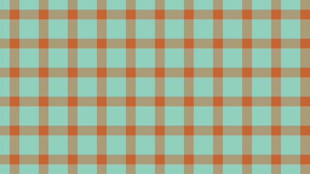 A repeating grid pattern displays squares of teal and orange brown colors interwoven uniformly