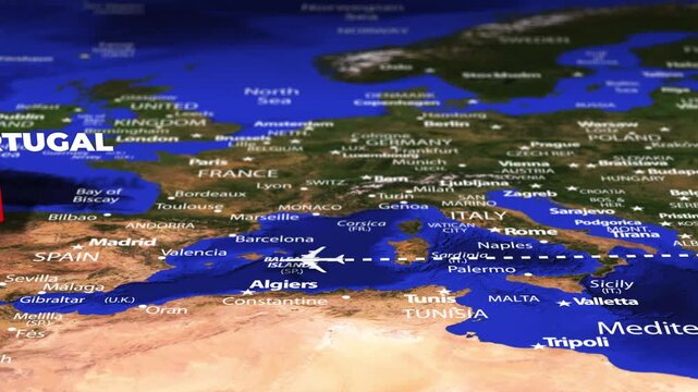 Flight From Ankara TURKEY to Lisbon PORTUGAL with flag pins