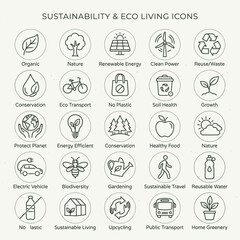 Fototapeta premium Eco Friendly Living Icons Set.