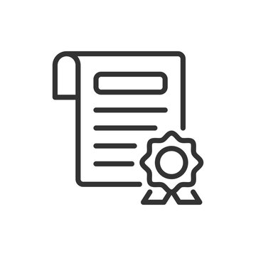2D pixel perfect editable black certificate simple icon, isolated vector, thin line document illustration.