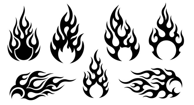 Black flame icons on white background.
