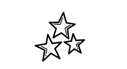 Obraz premium Simple black and white line art showing three five-pointed stars grouped together with small decorative lines isolated on a white background.