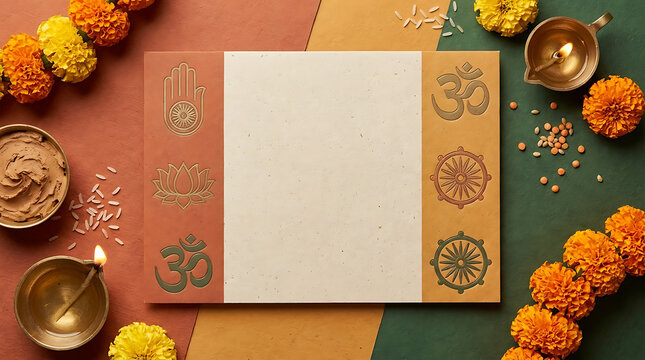Sacred Mahavir Jayanti Greeting Card Background Jain Symbol Spiritual Element Traditional Festive Design with Earthy Tones for Religious Tirthankara Celebration and Cultural Worship Rituals