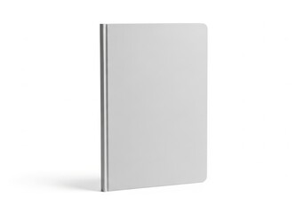 Fototapeta premium Minimalist light gray spiral-bound notebook standing upright