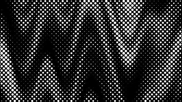 Halftone monochrome dots abstract wave pattern transition loop 4k video