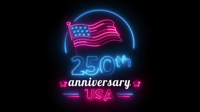 4th of july 250th anniversary of the USA Independence Day with flag , 250 years Independence Day celebration video greeting for United States of America. Memorial Day Fourth of july (1776-2026)