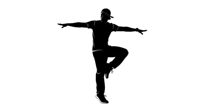 Man in dynamic dance pose silhouette.