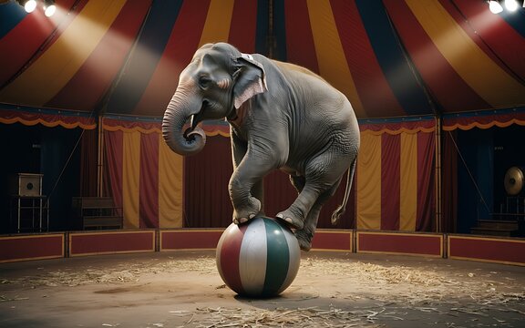Majestic animal circus show vintage historical arena elephant performance photo