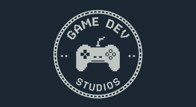 Pixel Art Game Controller Logo - Game Dev Studios Emblem