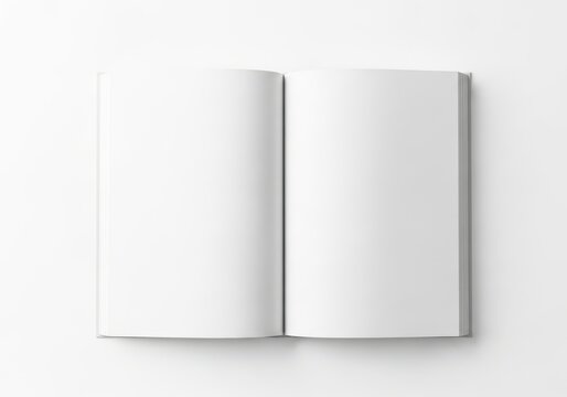 Open blank book pages showing clean white interior