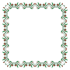 Fototapeta premium Minimalist hand drawn floral corner borders and frames set. Elegant botanic branches, leaves, and flowers vector elements for wedding invitation, greeting card, and stationery design. Elegant Floral 