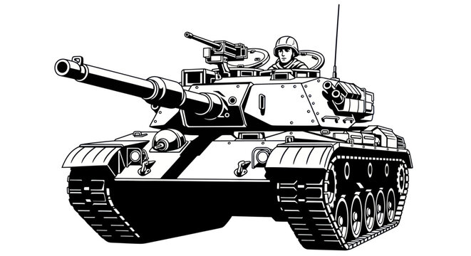 Military Tank with Soldier Inside.