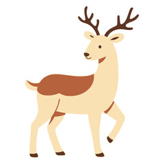 Obraz premium cartoon cute deer wild animal kid hand drawing flat color vector illustration template design