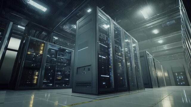 Data center servers are working continuously, managing and storing vast amounts of digital information and providing critical infrastructure for modern technology and cloud computing
