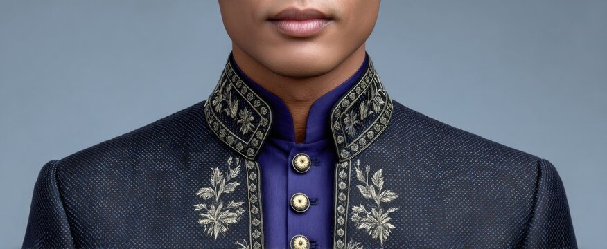 Kain sutra biru dan perak mewah memikat bak bintang di malam yang elegan
