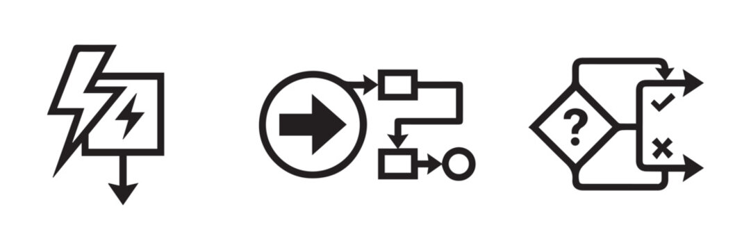 Business Workflow and Process Automation Icons for Decision Making Logic
