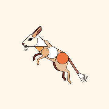 Geometric Animal Illustration: Jumping Jerboa with Abstract Shapes