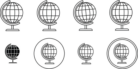 Globe Icon Set with World Geography Earth Map and Education Symbol Vector Illustration Collection © MdMojibar