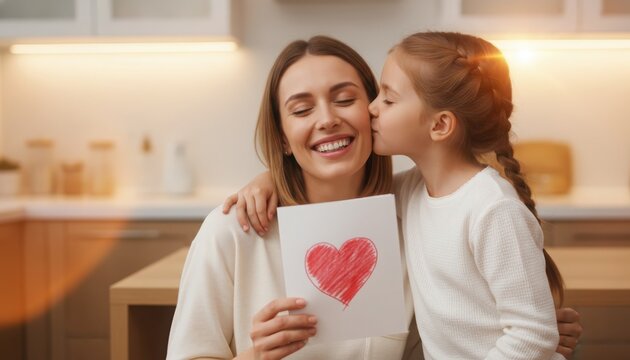 Two cheerful women holding red heart-shaped paper cutouts
