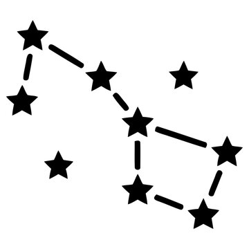 Minimalist vector illustration of the big dipper constellation featuring connected star shapes isolated on a white background for astronomical science and space design