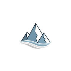 Fototapeta premium Mountain Peak Logo with Water Wave - Abstract Nature Symbol